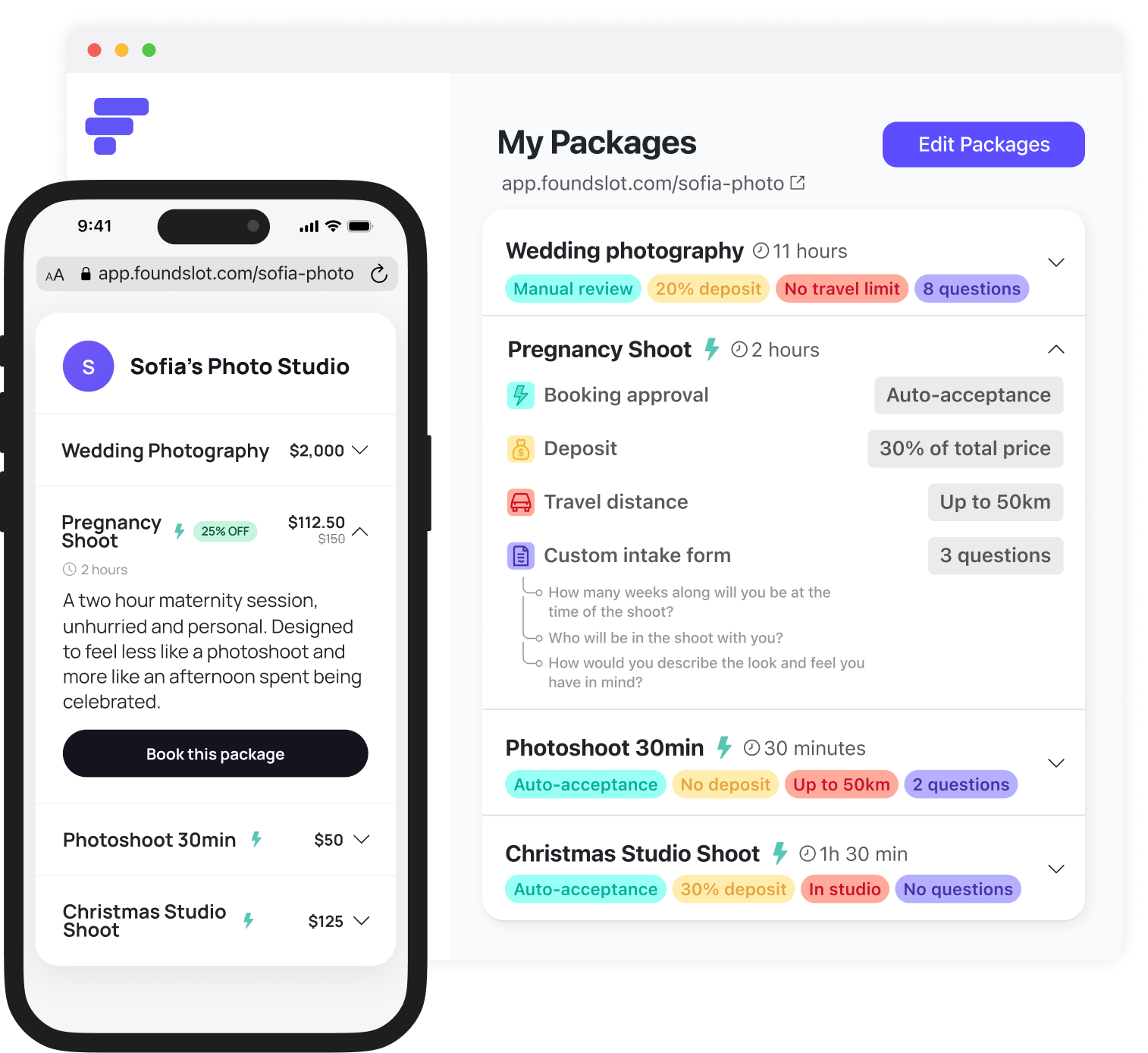 Foundslot booking interface example