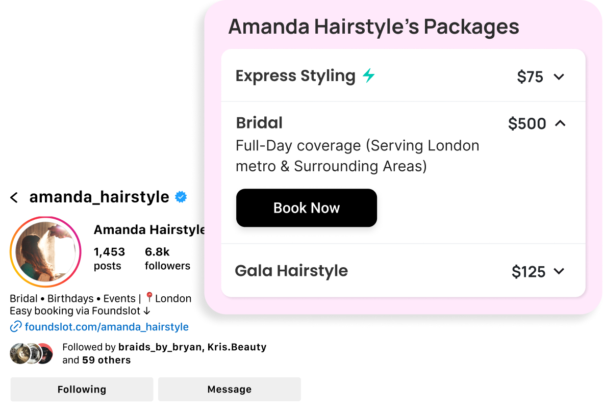 Hair Stylists booking page example