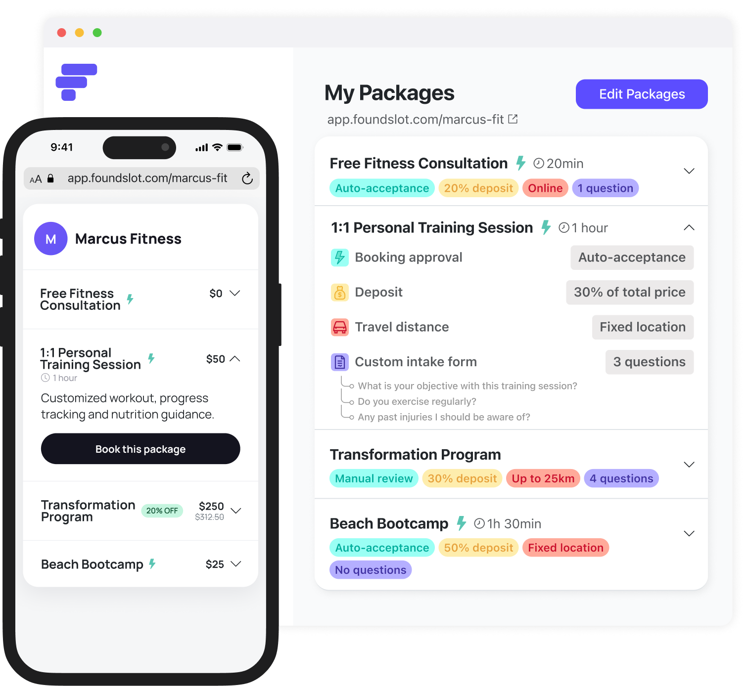 Personal Trainers using Foundslot